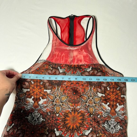 Helmut Lang Runway Mandala Dress Y2K Sheer Asymmetrical Sleeveless Red Size 2 - Picture 11 of 16